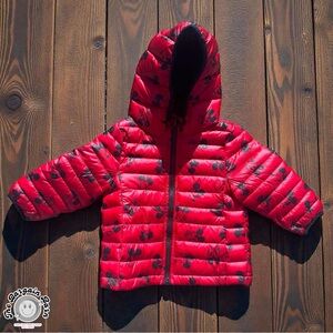 Disney Jumping Beans Mickey Mouse Boys Toddler Puffer Jacket Red Hooded Coat 18M